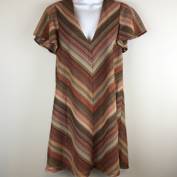 BCBGENERATION Mesh Lace Up Back Flutter Sleeve SM Relaxed Fit Girly Mini Dress - Picture 2 of 16